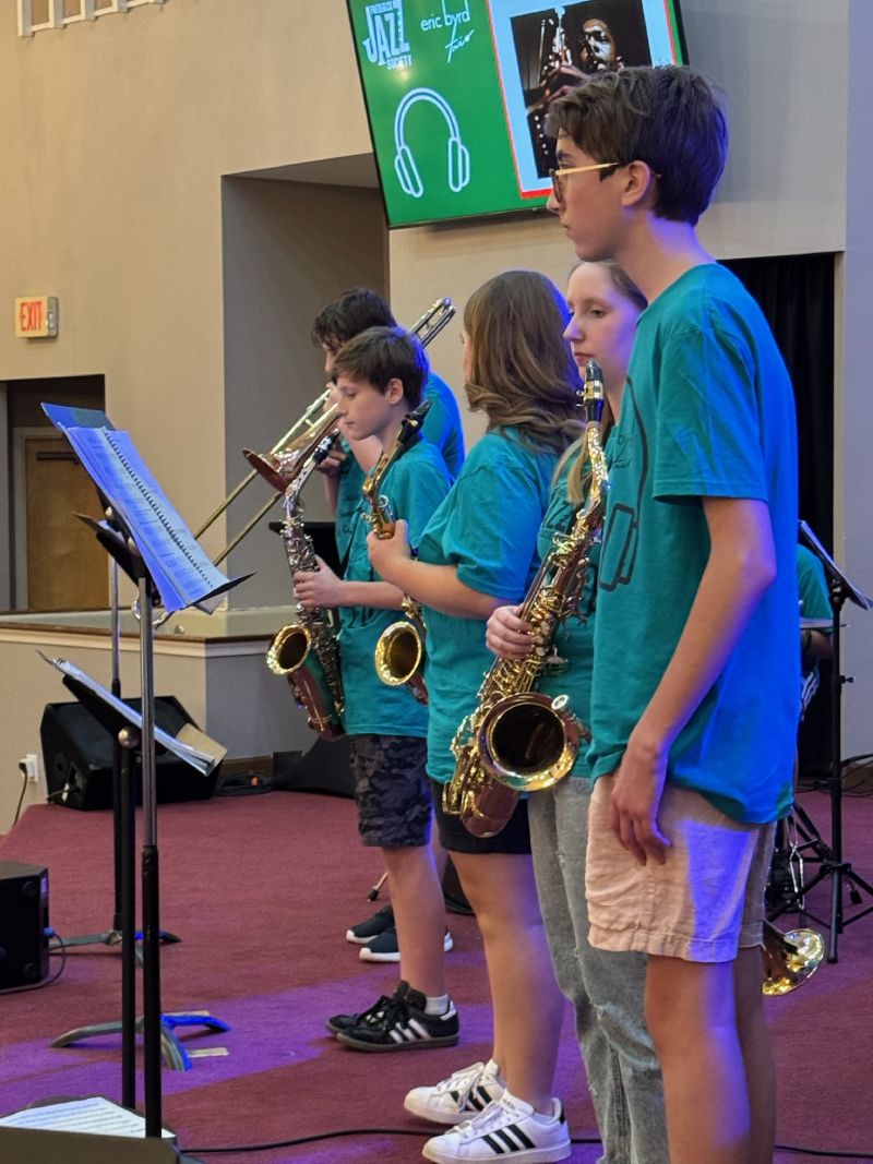 Photo of children/teens attending Jazz Camp